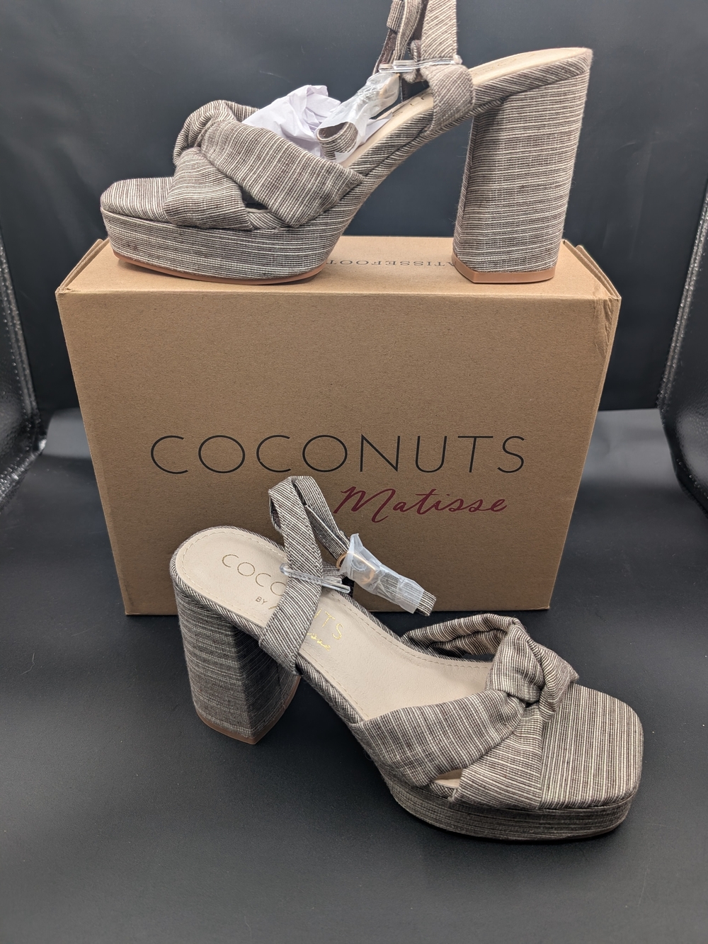 Coconuts by Matisse Striped Taupe Knotted Platform Sandal